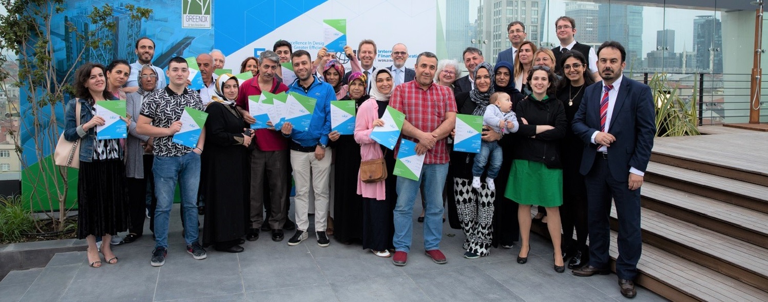 Homeowners on the rooftop of Greenox, an iconic residential building in downtown Istanbul which has received IFC's EDGE certification by thinkstep-SGS.
